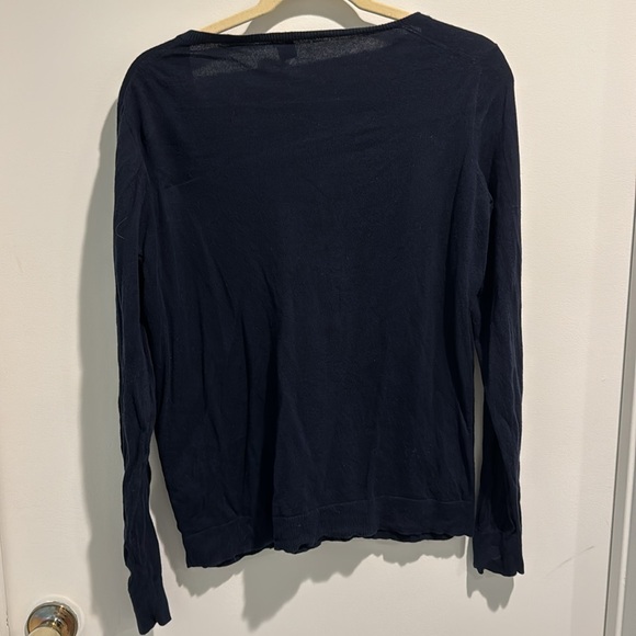 J. Crew Navy Blue V-Neck Lightweight Sweater Sz L - Picture 3 of 4